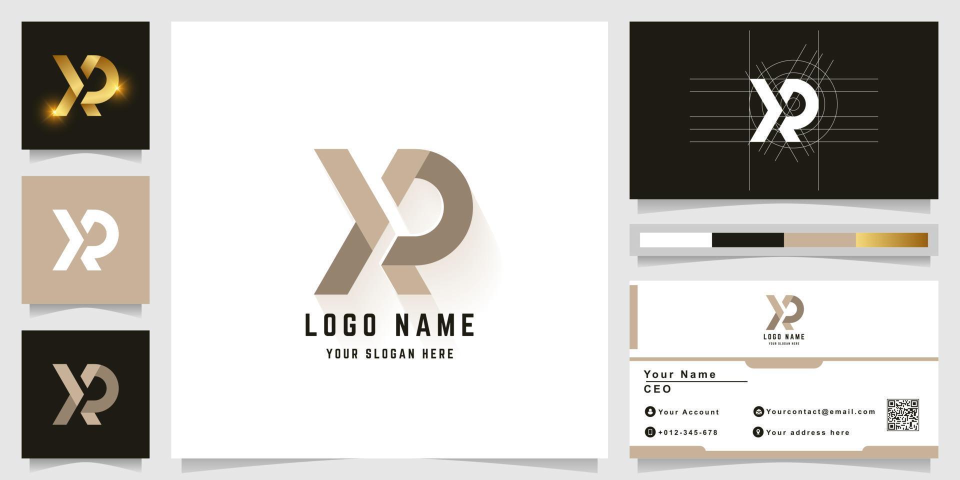 Letter XR or XP monogram logo with business card design vector