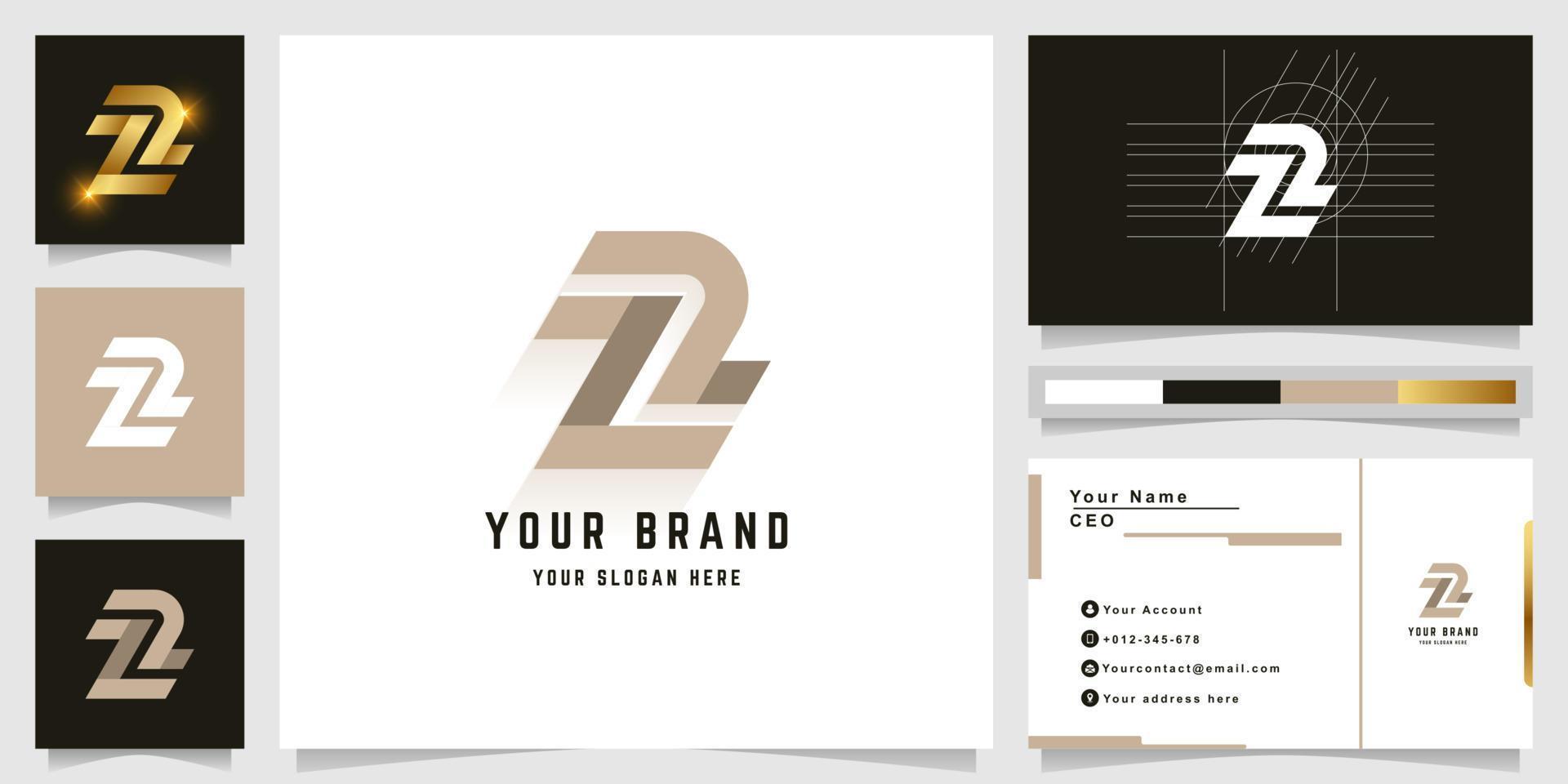 Letter ZZ or Z2 monogram logo with business card design 13617314 Vector