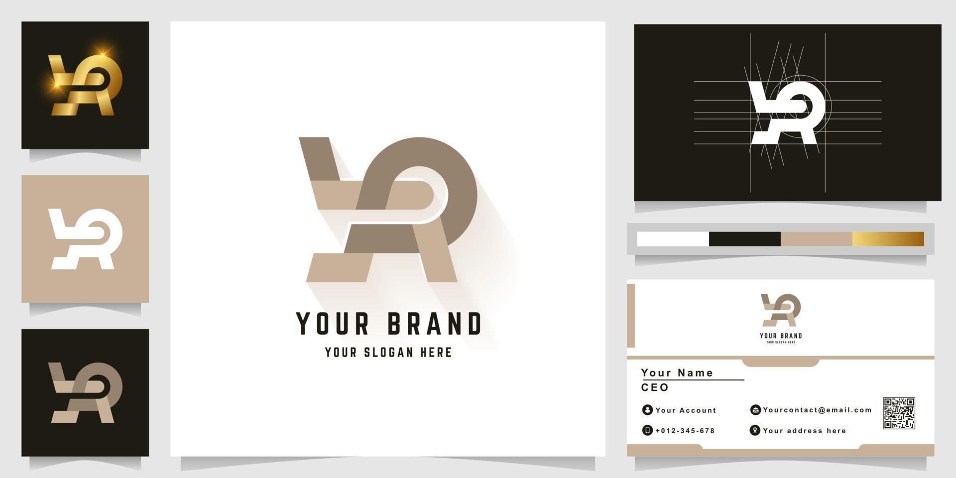 Letter YR or YAR monogram logo with business card design vector