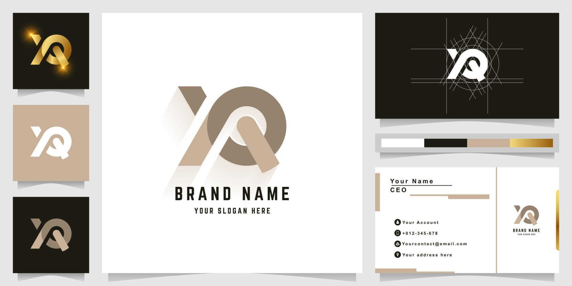Letter XQ or XR monogram logo with business card design vector