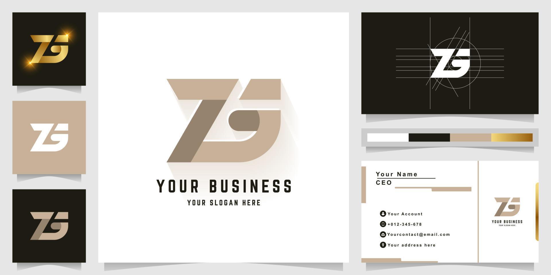 Letter ZG or ZS monogram logo with business card design vector