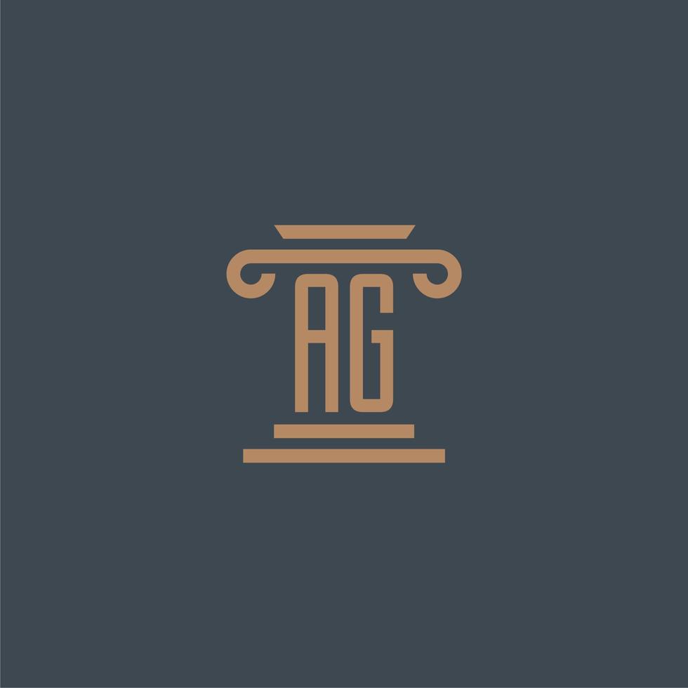 AG initial monogram for lawfirm logo with pillar design vector