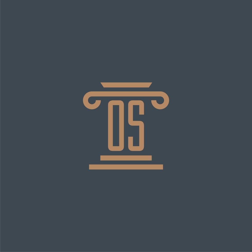 OS initial monogram for lawfirm logo with pillar design vector