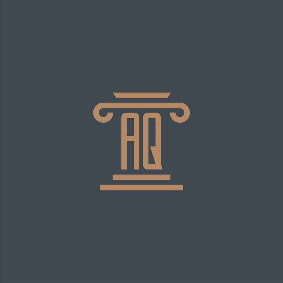 monograma inicial aq para logotipo de bufete de abogados con diseño de pilar vector