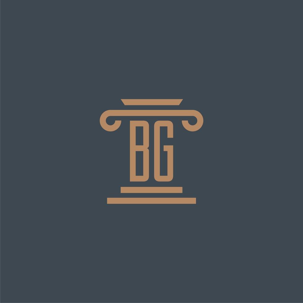 BG initial monogram for lawfirm logo with pillar design vector