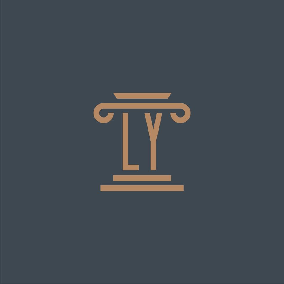 monograma inicial ly para logotipo de bufete de abogados con diseño de pilar vector