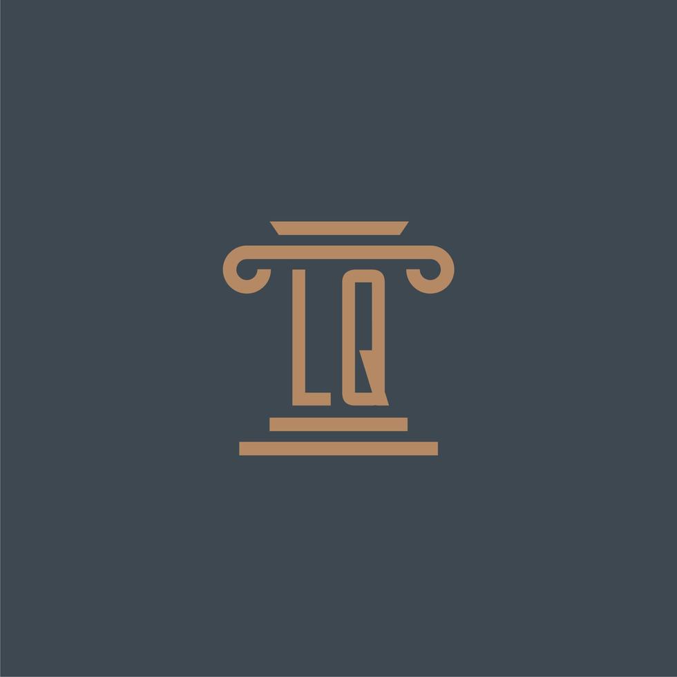 LQ initial monogram for lawfirm logo with pillar design vector