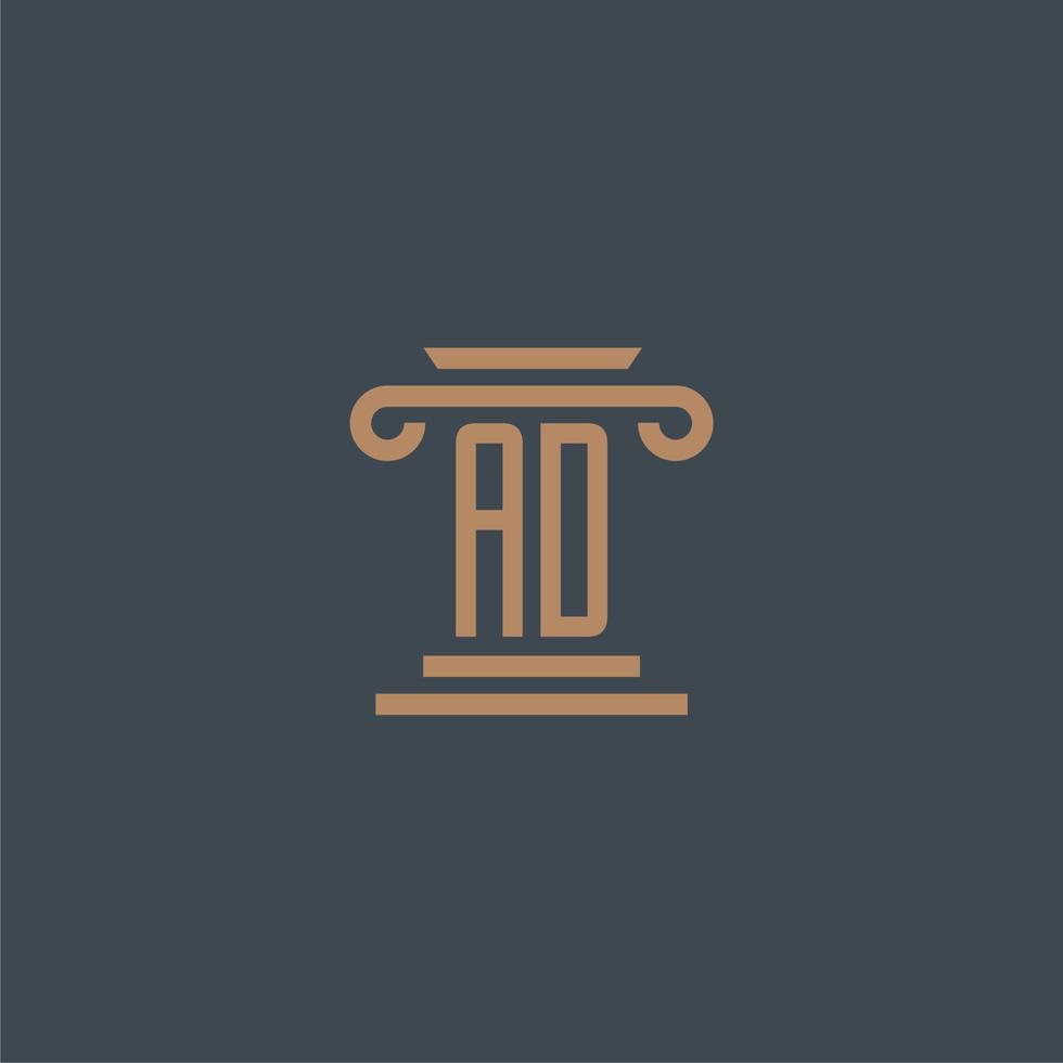AD initial monogram for lawfirm logo with pillar design vector