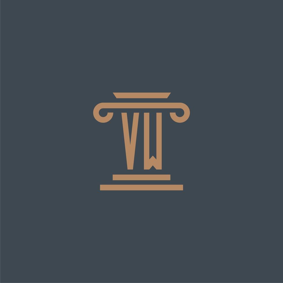 VW initial monogram for lawfirm logo with pillar design vector