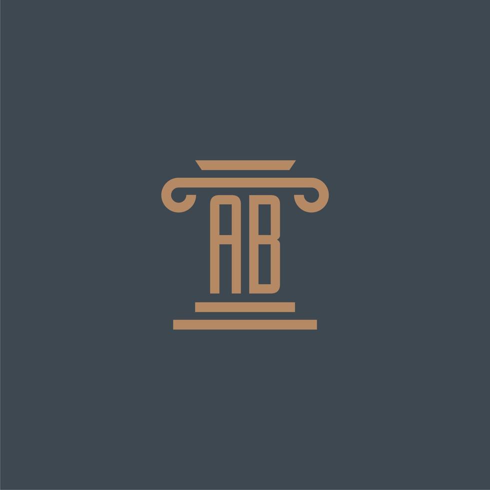 AB initial monogram for lawfirm logo with pillar design vector