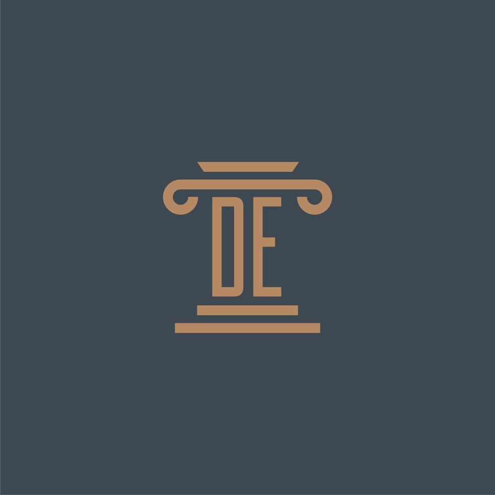 DE initial monogram for lawfirm logo with pillar design vector