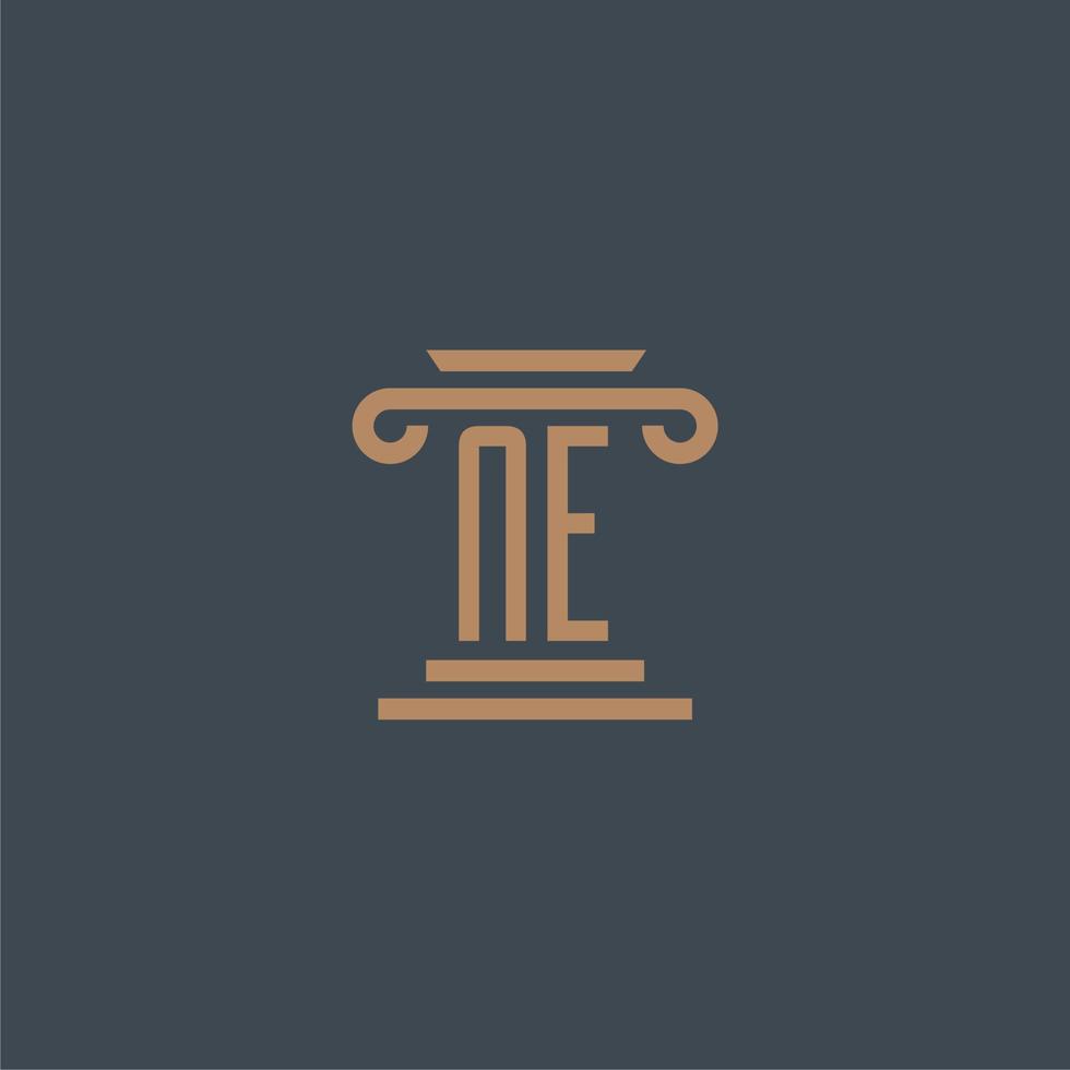 NE initial monogram for lawfirm logo with pillar design vector