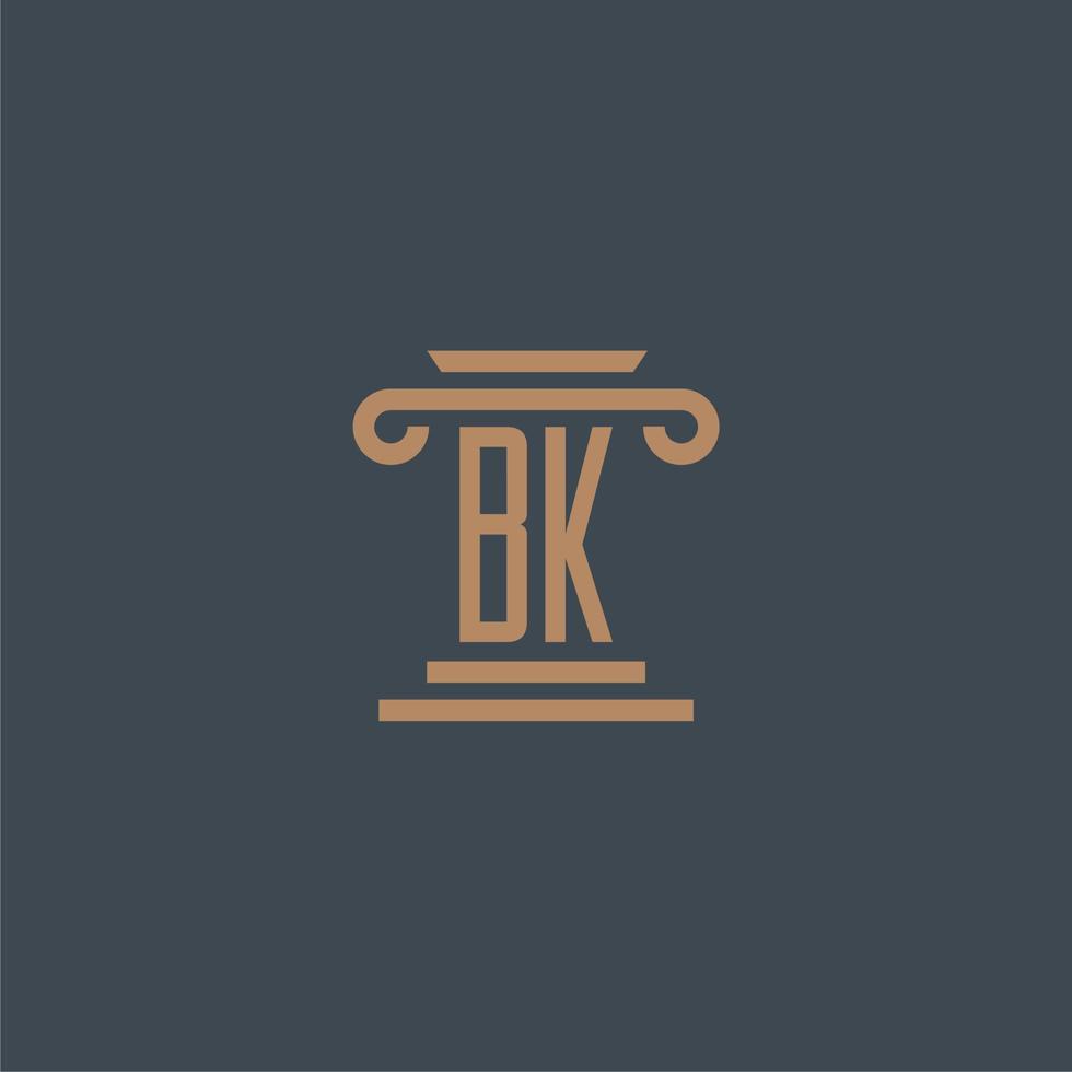 BK initial monogram for lawfirm logo with pillar design vector