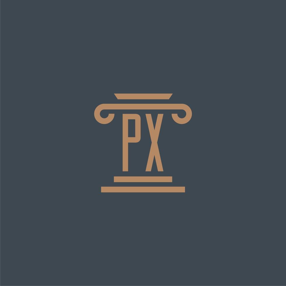 monograma inicial px para logotipo de bufete de abogados con diseño de pilar vector