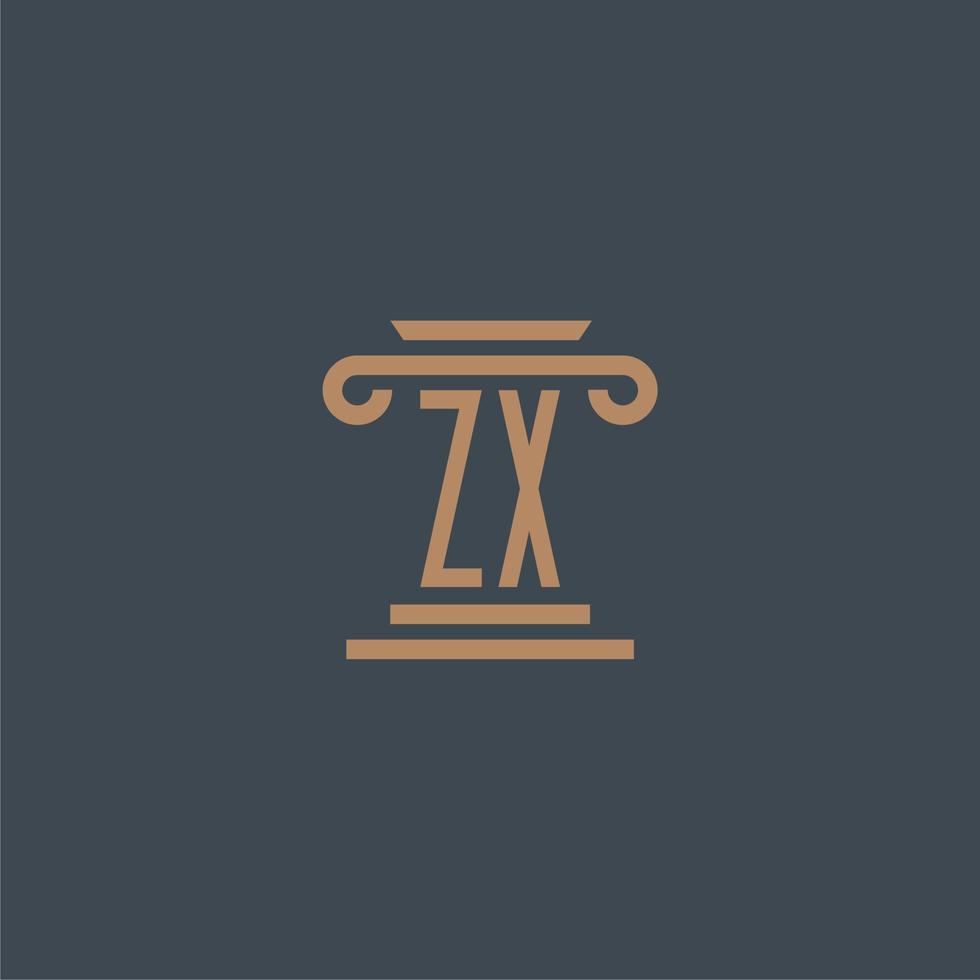 ZX initial monogram for lawfirm logo with pillar design vector