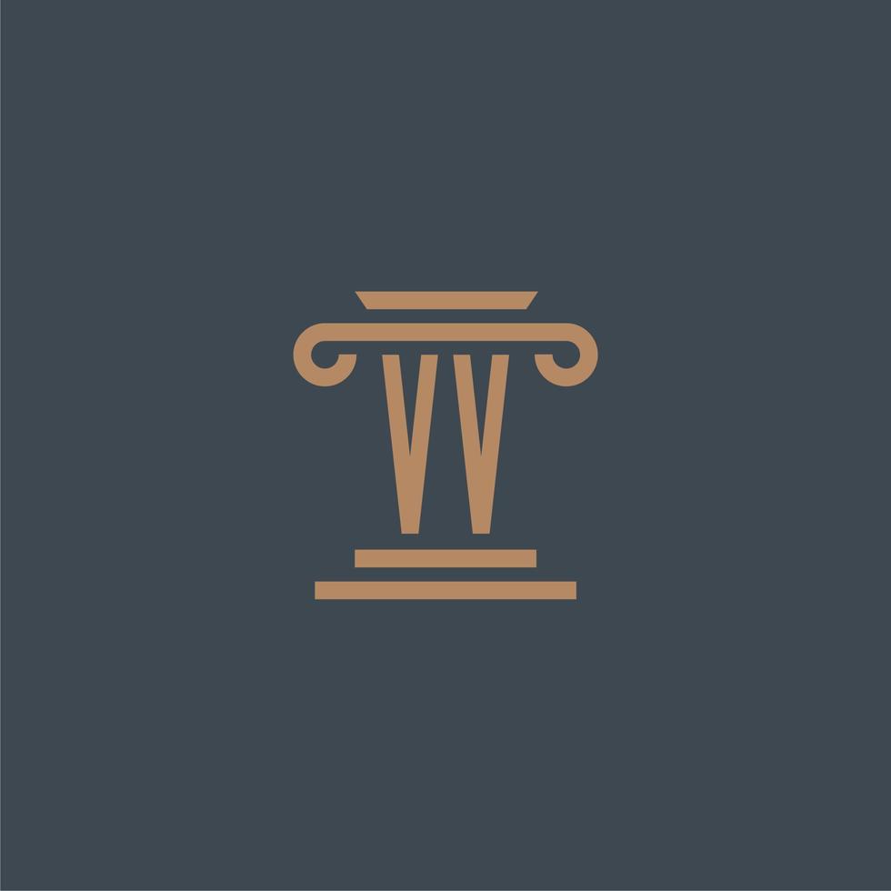 VV initial monogram for lawfirm logo with pillar design vector