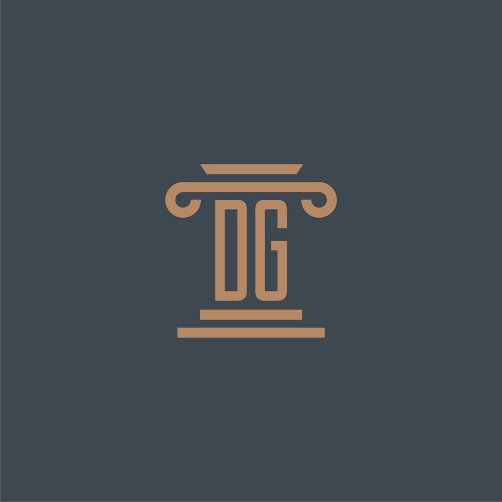 monograma inicial dg para logotipo de bufete de abogados con diseño de pilar vector