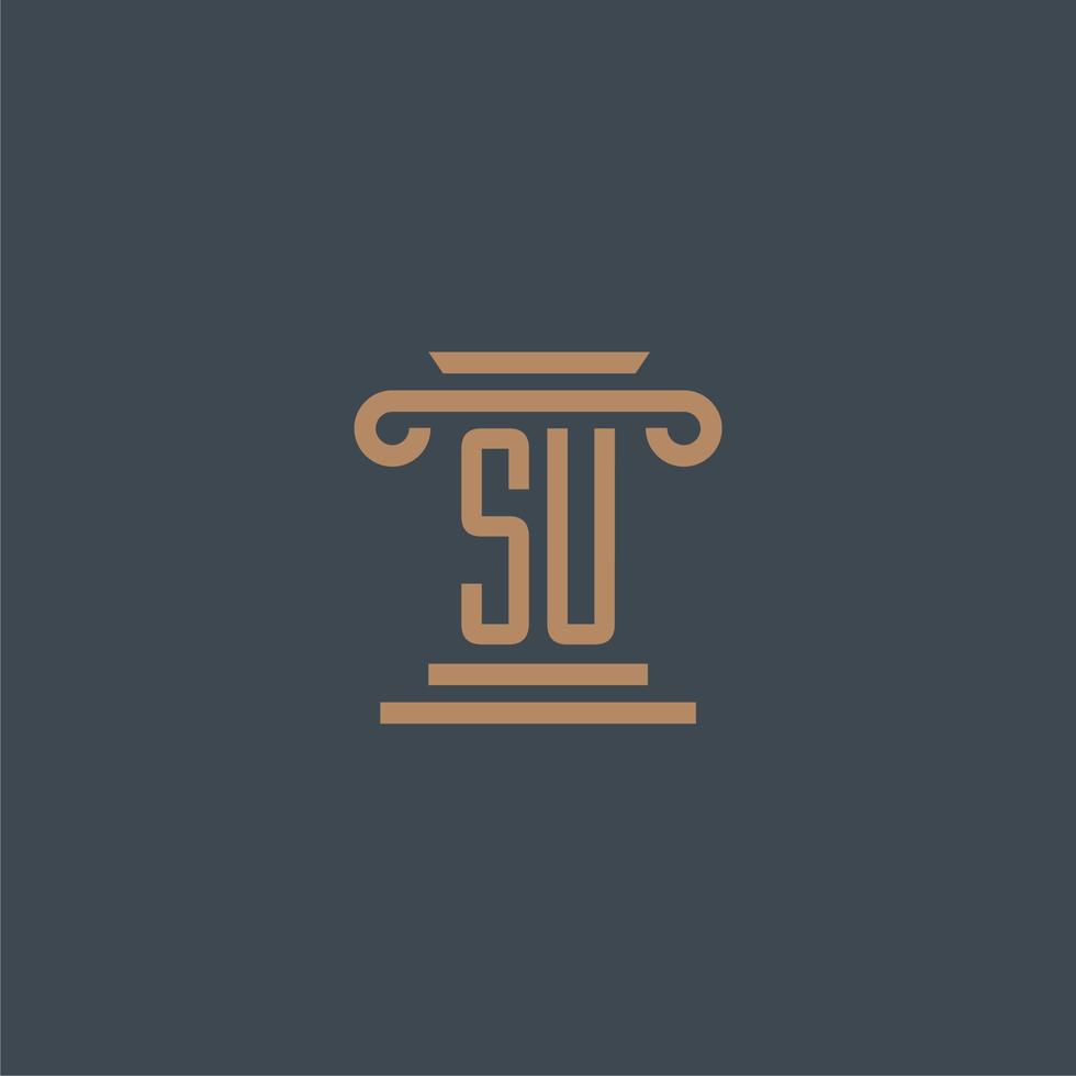 SU initial monogram for lawfirm logo with pillar design vector