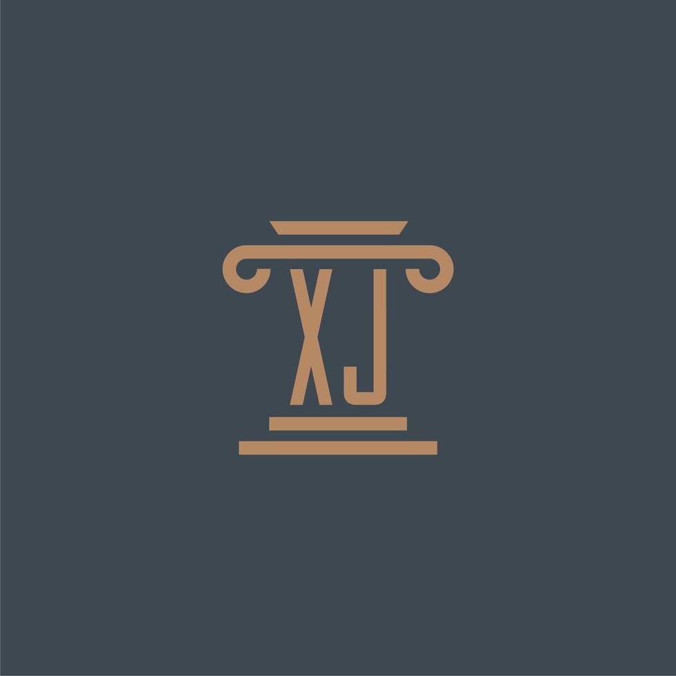 XJ initial monogram for lawfirm logo with pillar design vector