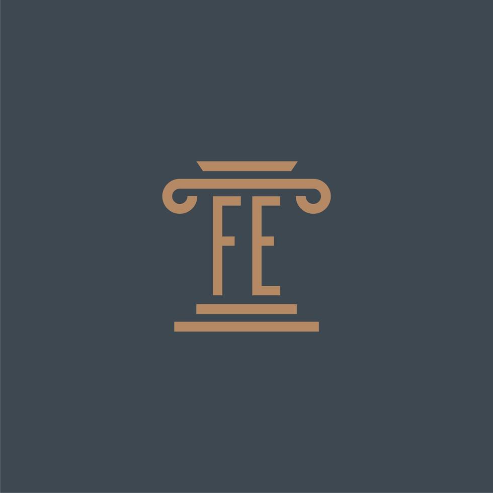 FE initial monogram for lawfirm logo with pillar design vector