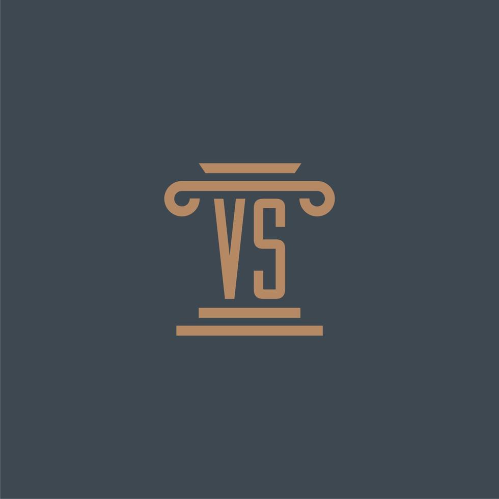 VS initial monogram for lawfirm logo with pillar design vector