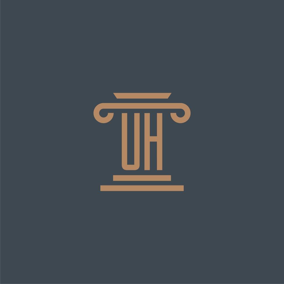 UH initial monogram for lawfirm logo with pillar design vector
