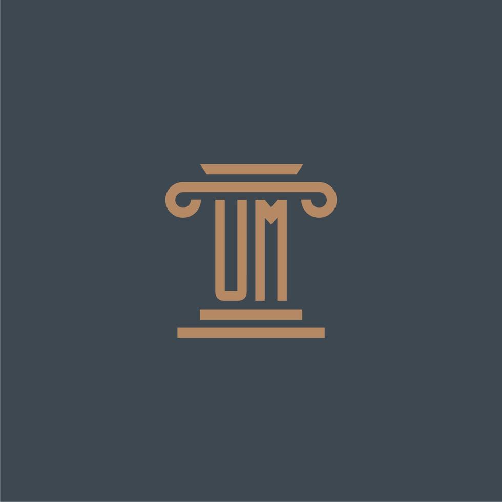 UM initial monogram for lawfirm logo with pillar design vector