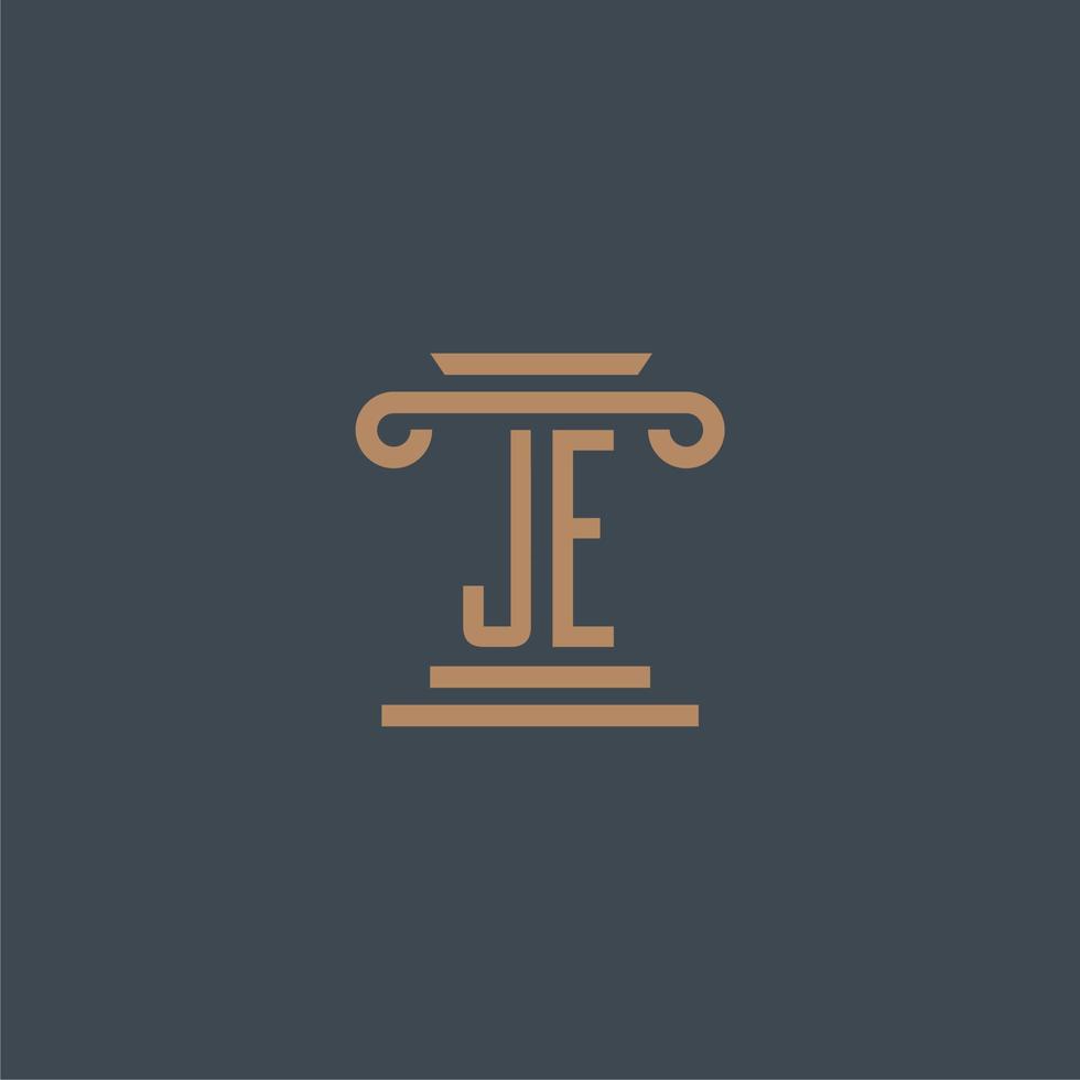 je monograma inicial para logotipo de bufete de abogados con diseño de pilar vector