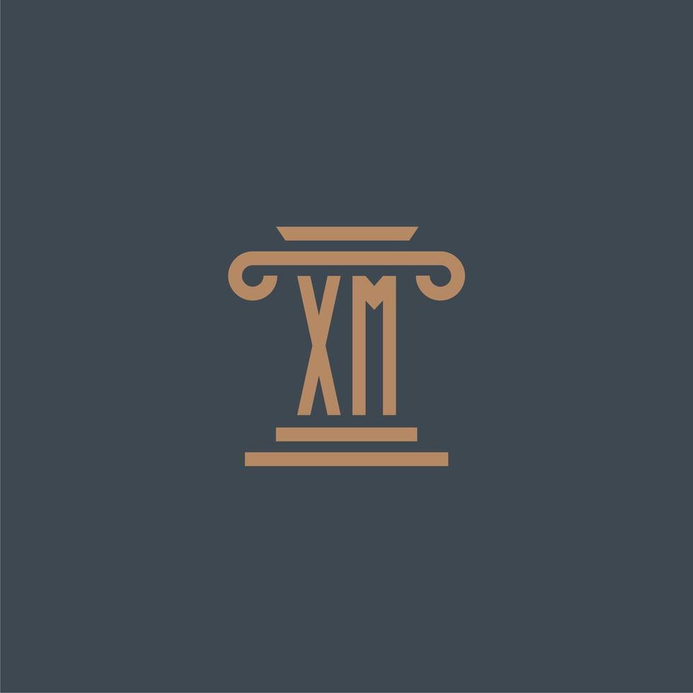 monograma inicial xm para logotipo de bufete de abogados con diseño de pilar vector