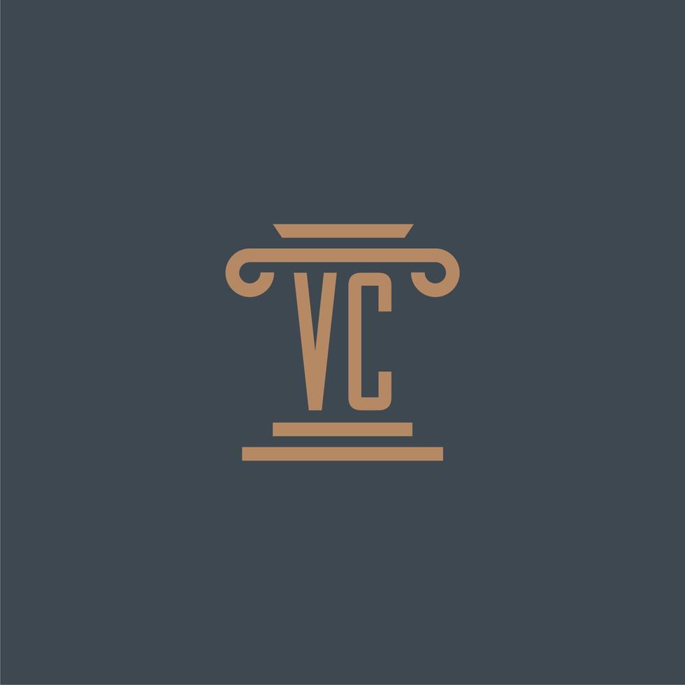 VC initial monogram for lawfirm logo with pillar design vector