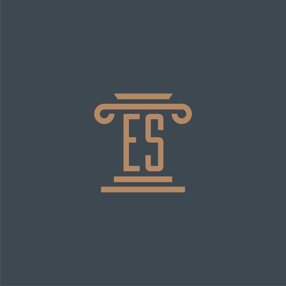 es monograma inicial para logotipo de bufete de abogados con diseño de pilar vector