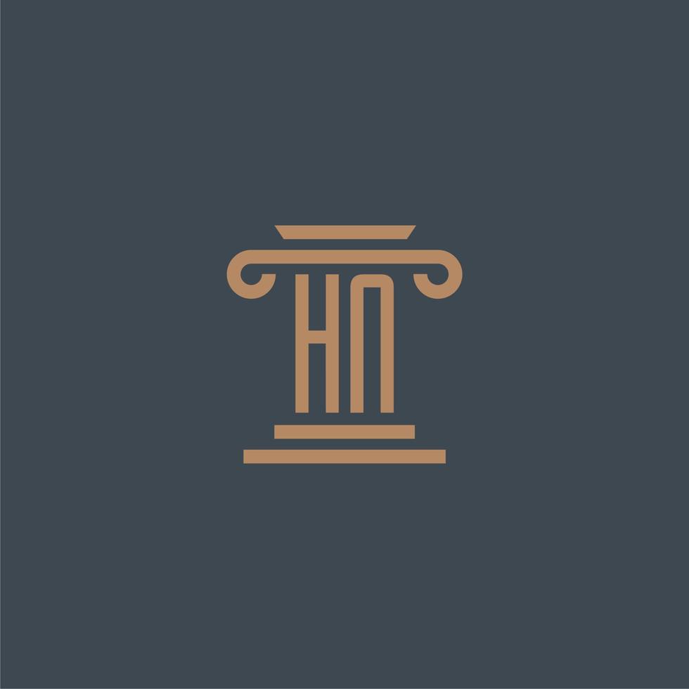 HN initial monogram for lawfirm logo with pillar design vector