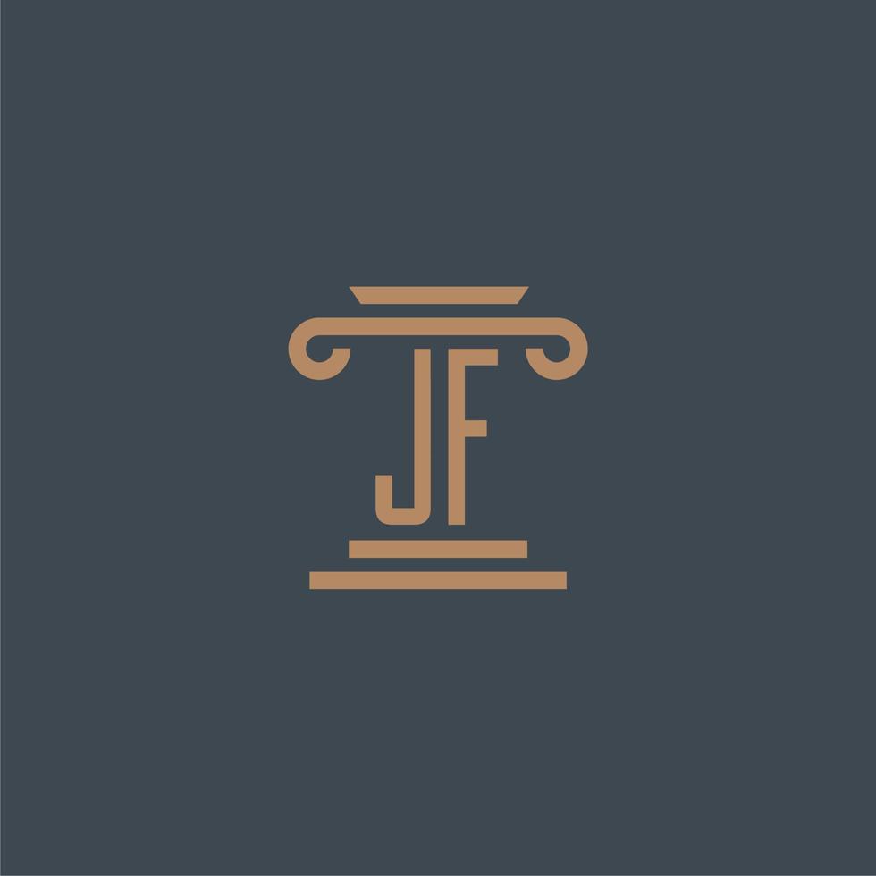 JF initial monogram for lawfirm logo with pillar design vector