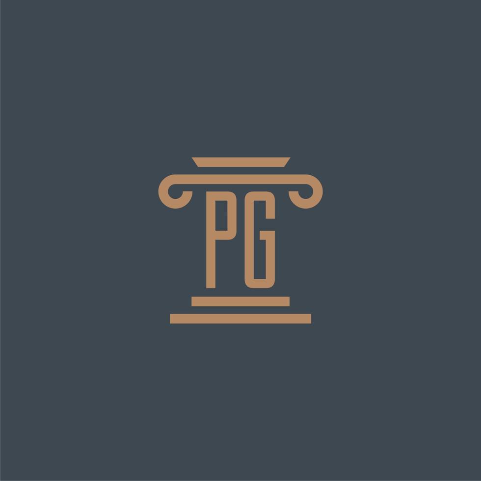 monograma inicial pg para logotipo de bufete de abogados con diseño de pilar vector