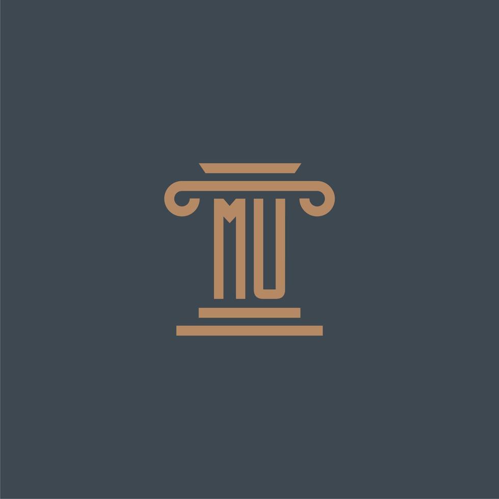 MU initial monogram for lawfirm logo with pillar design vector