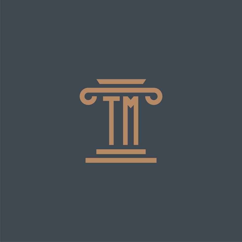 TM initial monogram for lawfirm logo with pillar design vector