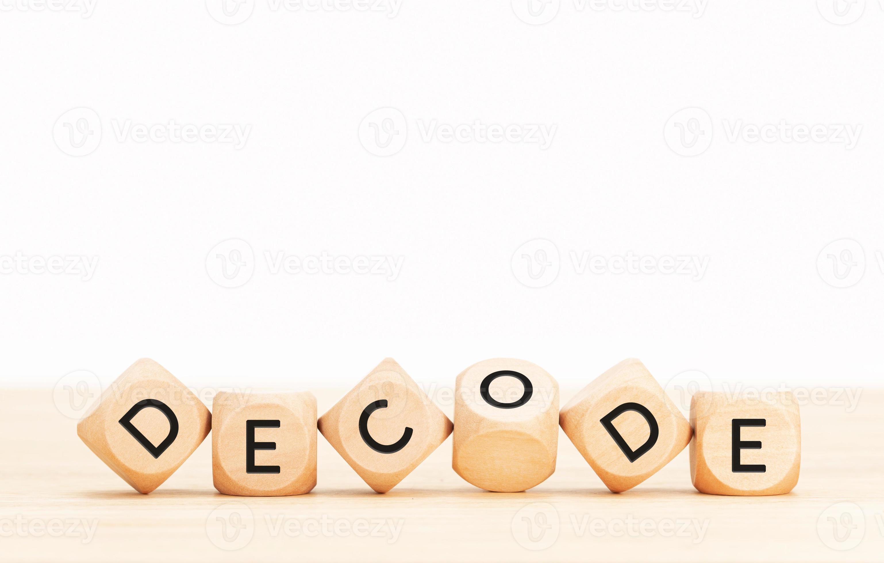 Decode word on wooden blocks. Copy space 13617768 Stock Photo at Vecteezy