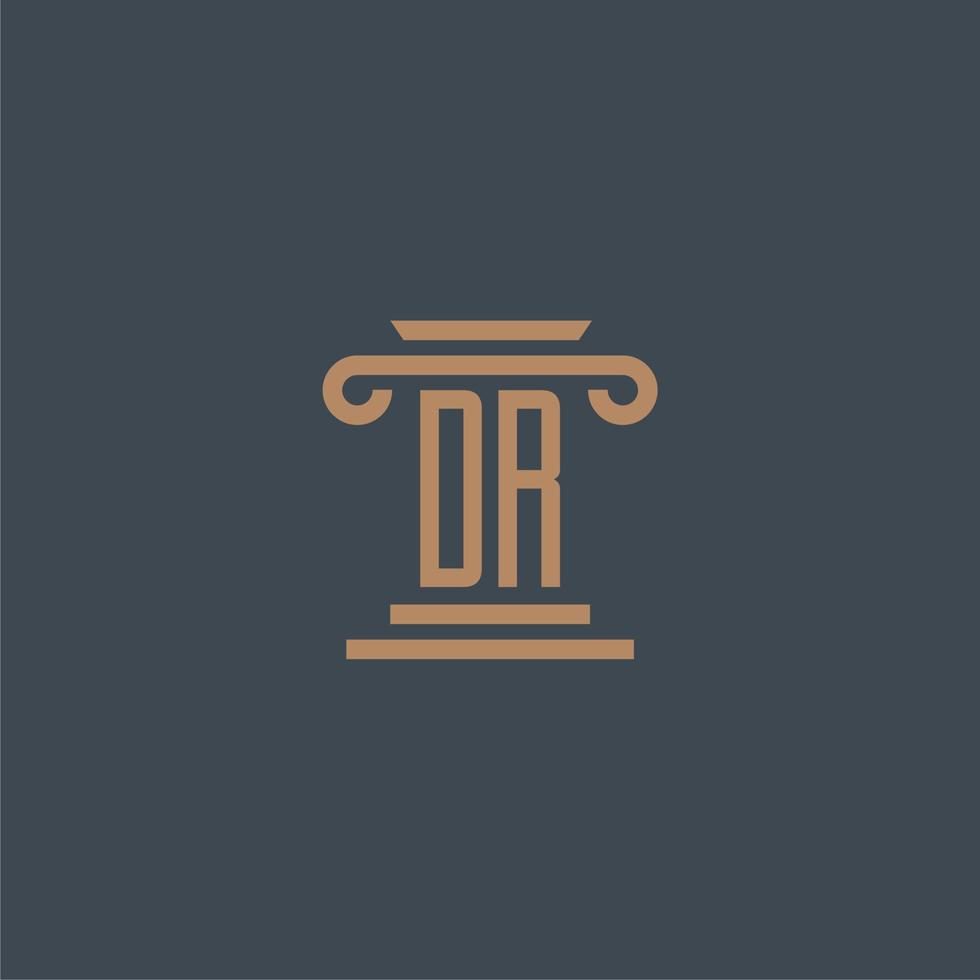 DR initial monogram for lawfirm logo with pillar design vector