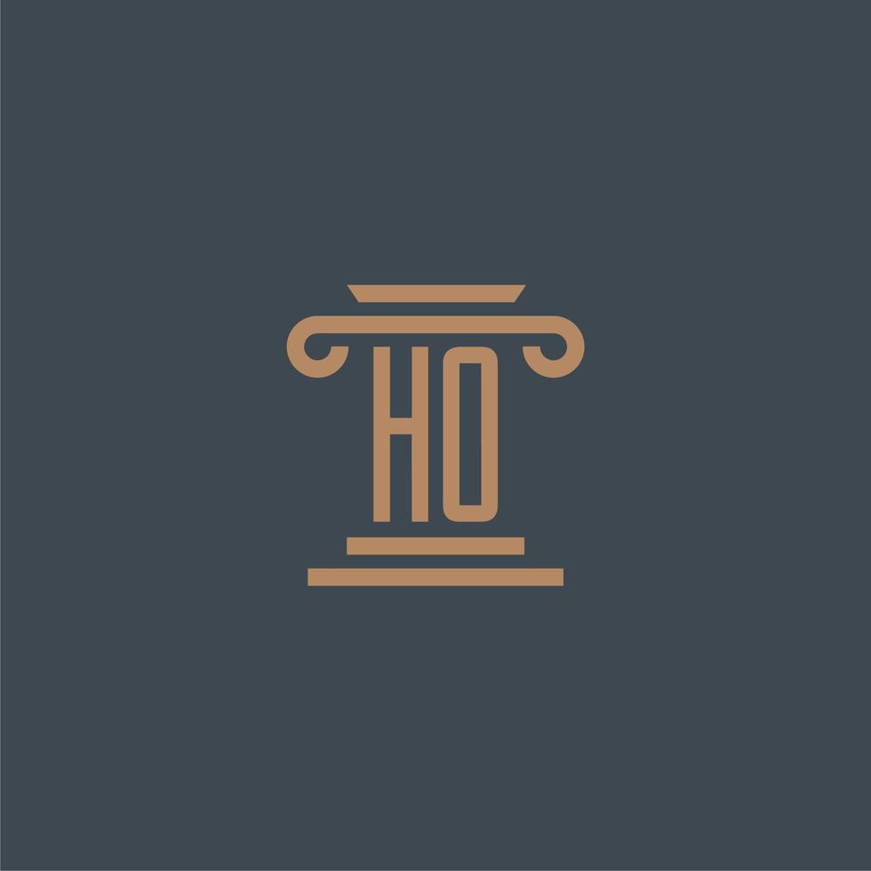 HO initial monogram for lawfirm logo with pillar design vector