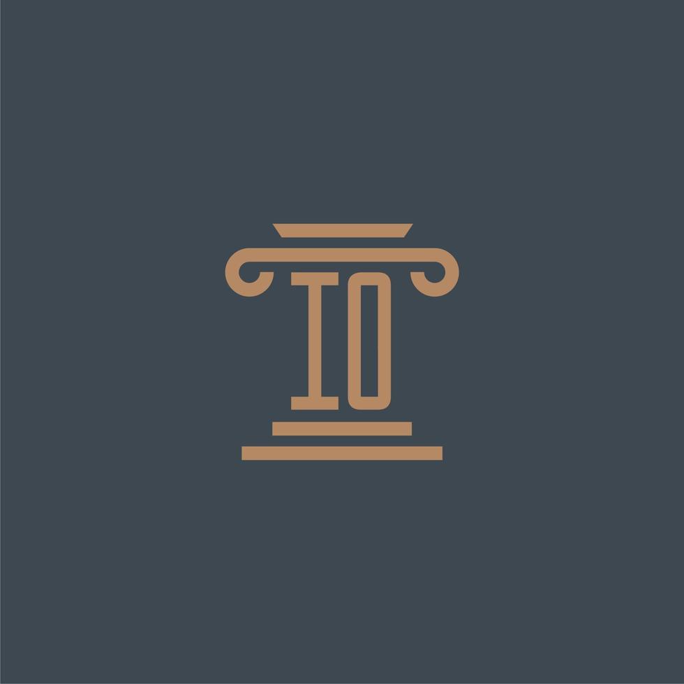 IO initial monogram for lawfirm logo with pillar design vector