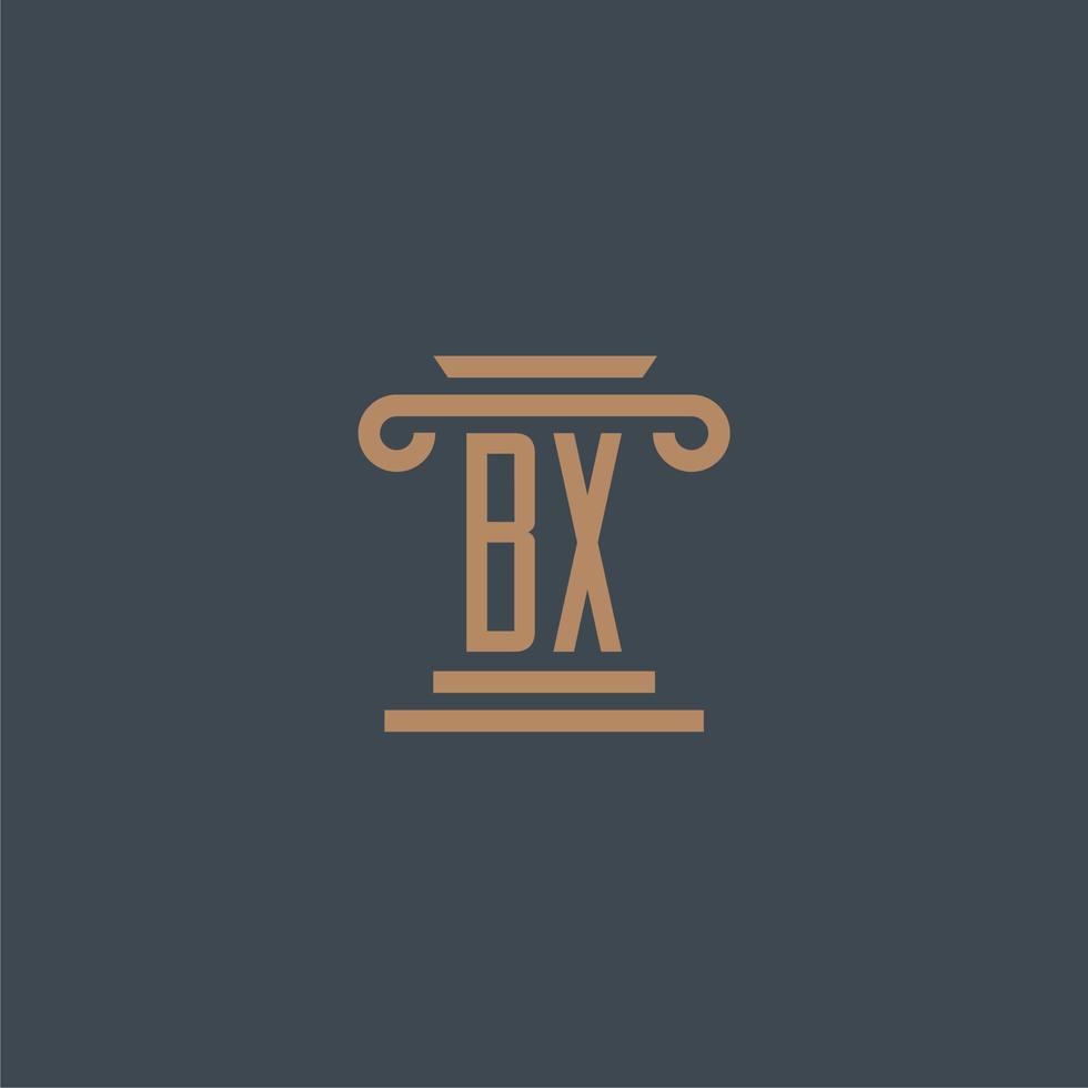 BX initial monogram for lawfirm logo with pillar design vector