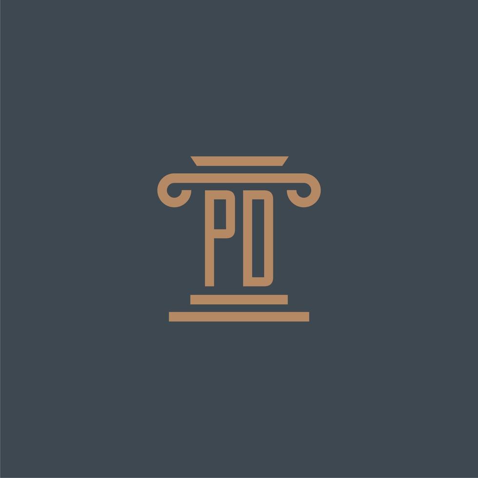 PD initial monogram for lawfirm logo with pillar design vector