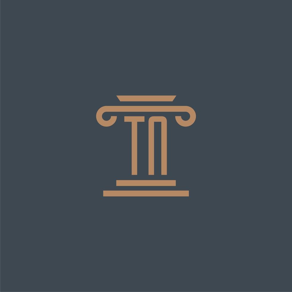 TN initial monogram for lawfirm logo with pillar design vector
