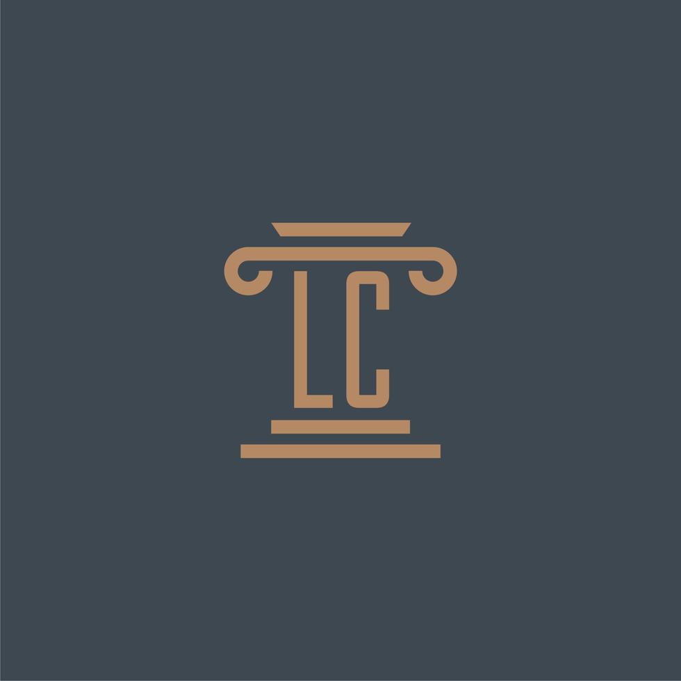LC initial monogram for lawfirm logo with pillar design vector