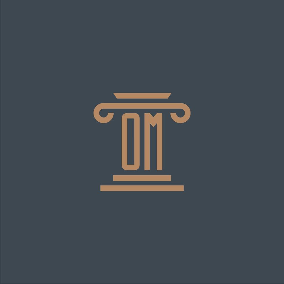 OM initial monogram for lawfirm logo with pillar design vector