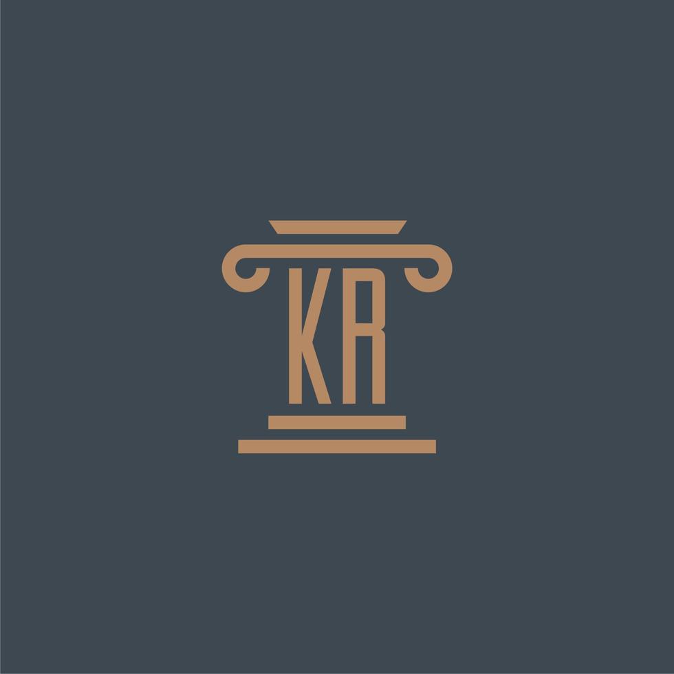 KR initial monogram for lawfirm logo with pillar design vector