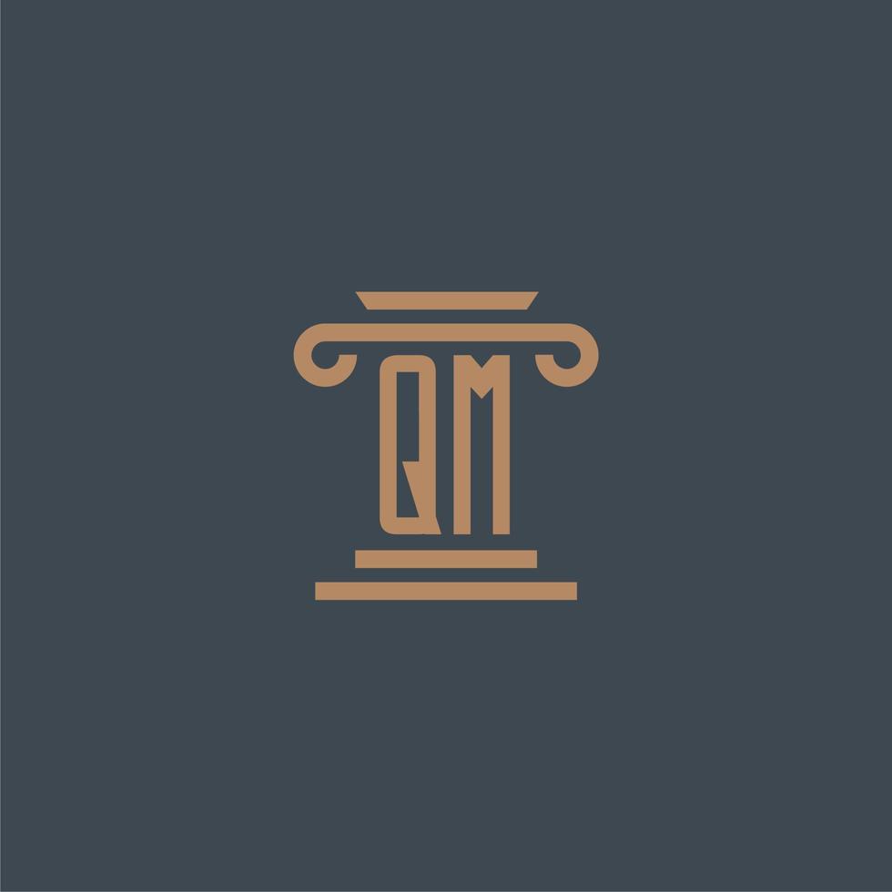 QM initial monogram for lawfirm logo with pillar design vector