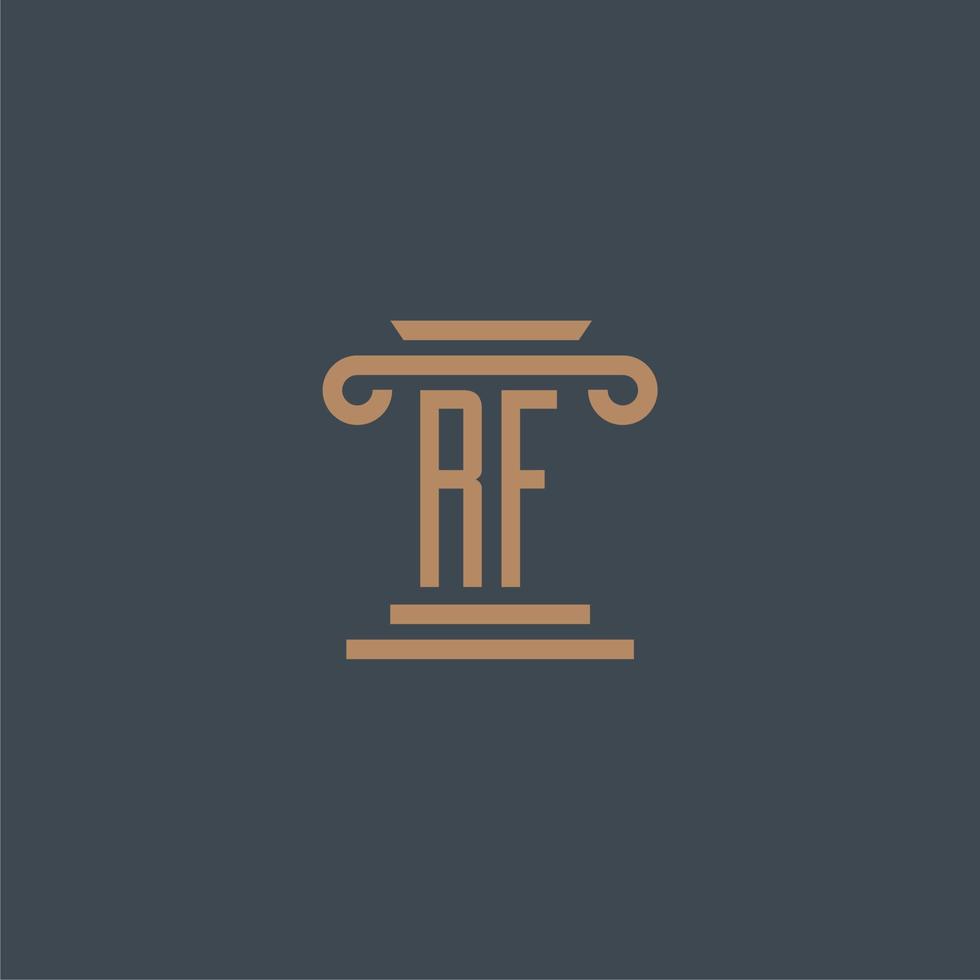 RF initial monogram for lawfirm logo with pillar design vector