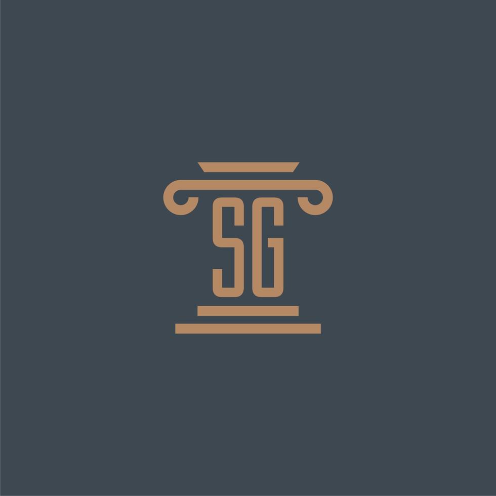 SG initial monogram for lawfirm logo with pillar design vector