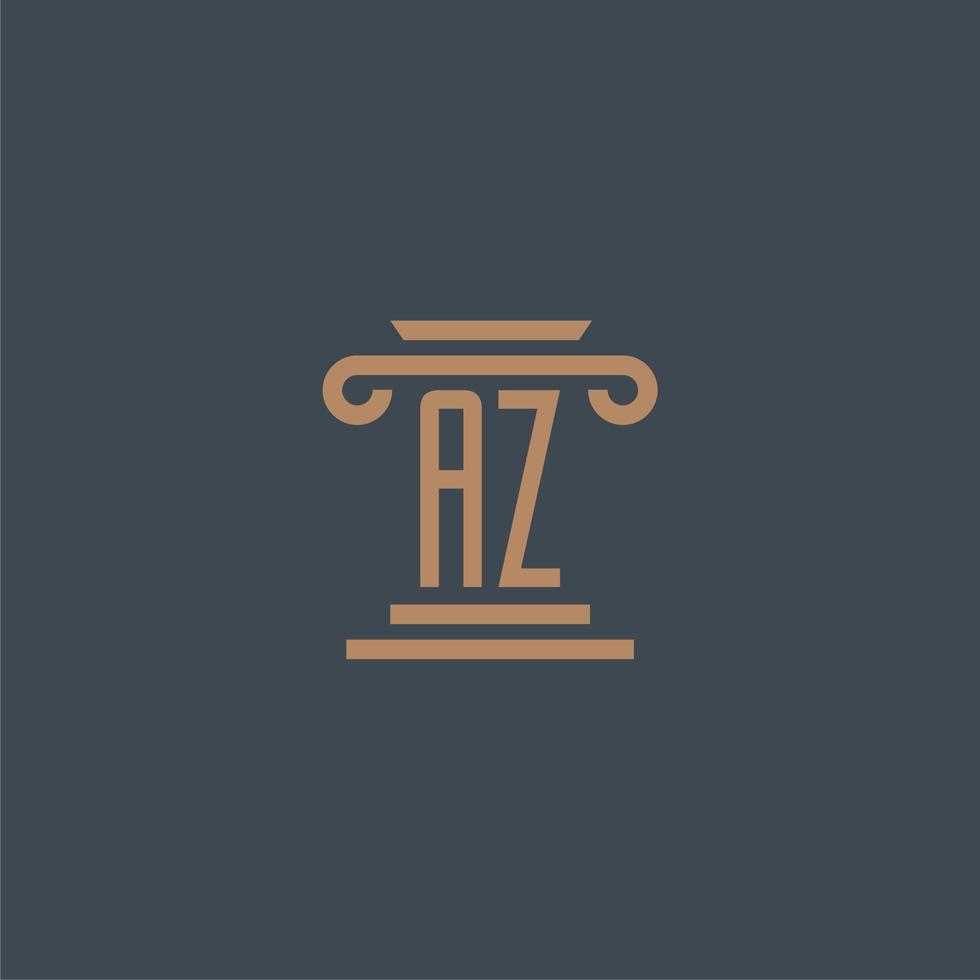 AZ initial monogram for lawfirm logo with pillar design vector